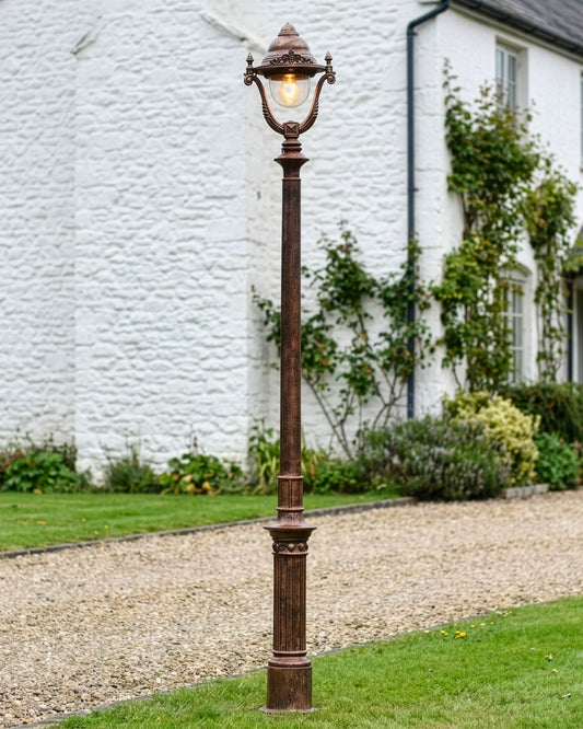 2.5m Antique Copper Traditional Cast Iron Lamp Post Digital Illustration