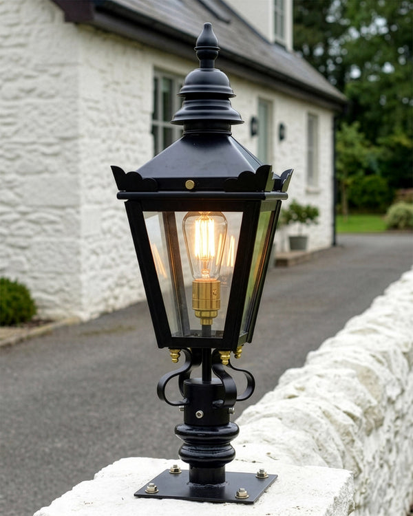 Black 'Kensington' Lantern & Pillar Post Set 64cm