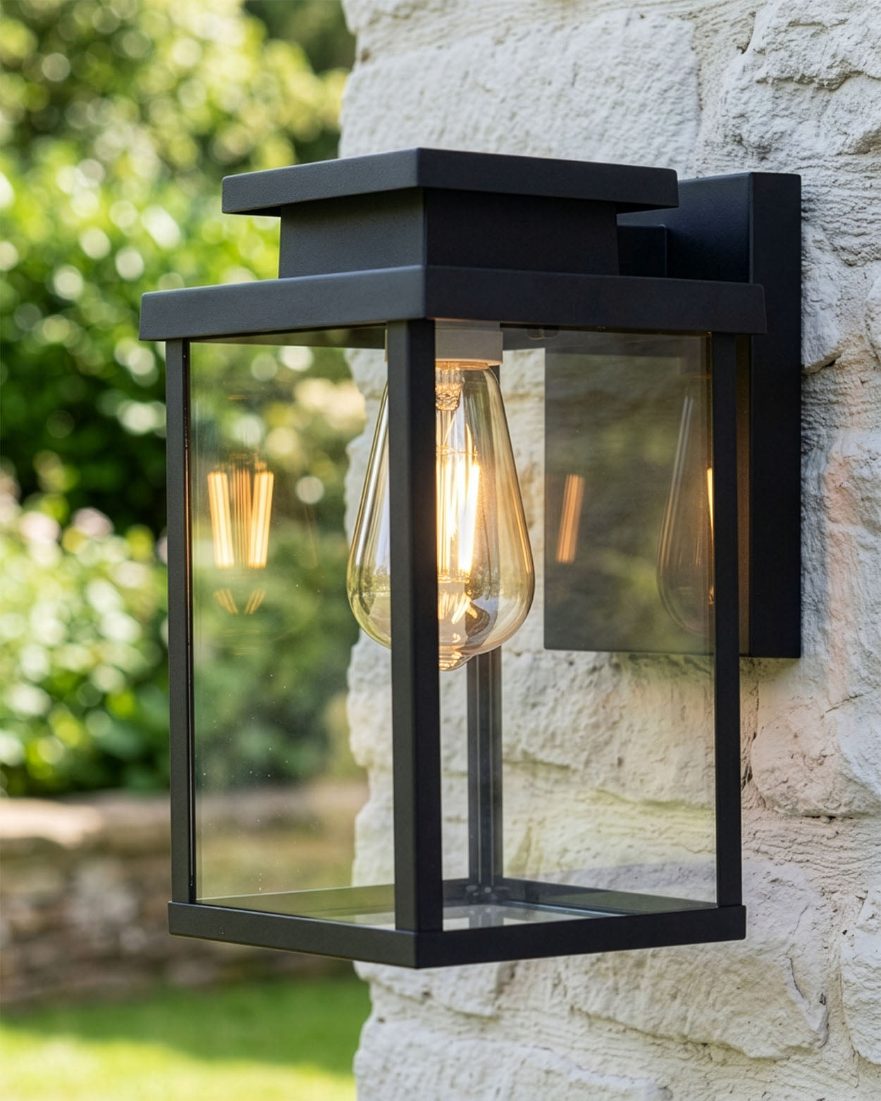 Large Black Contemporary  Outdoor Top Fix Wall Light Digital Illustration