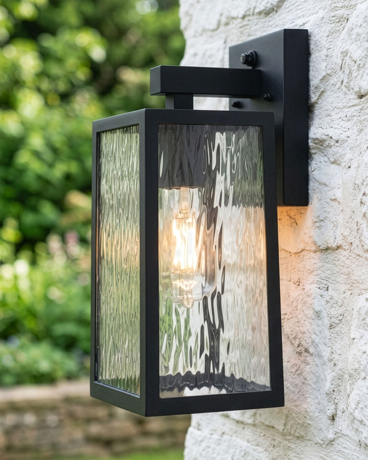 'Boîte' Dimpled Glass Black Wall Light Digital Illustrations
