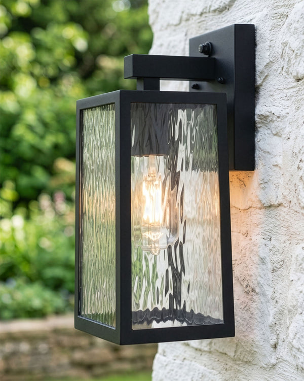 'Boîte' Dimpled Glass Black Wall Light