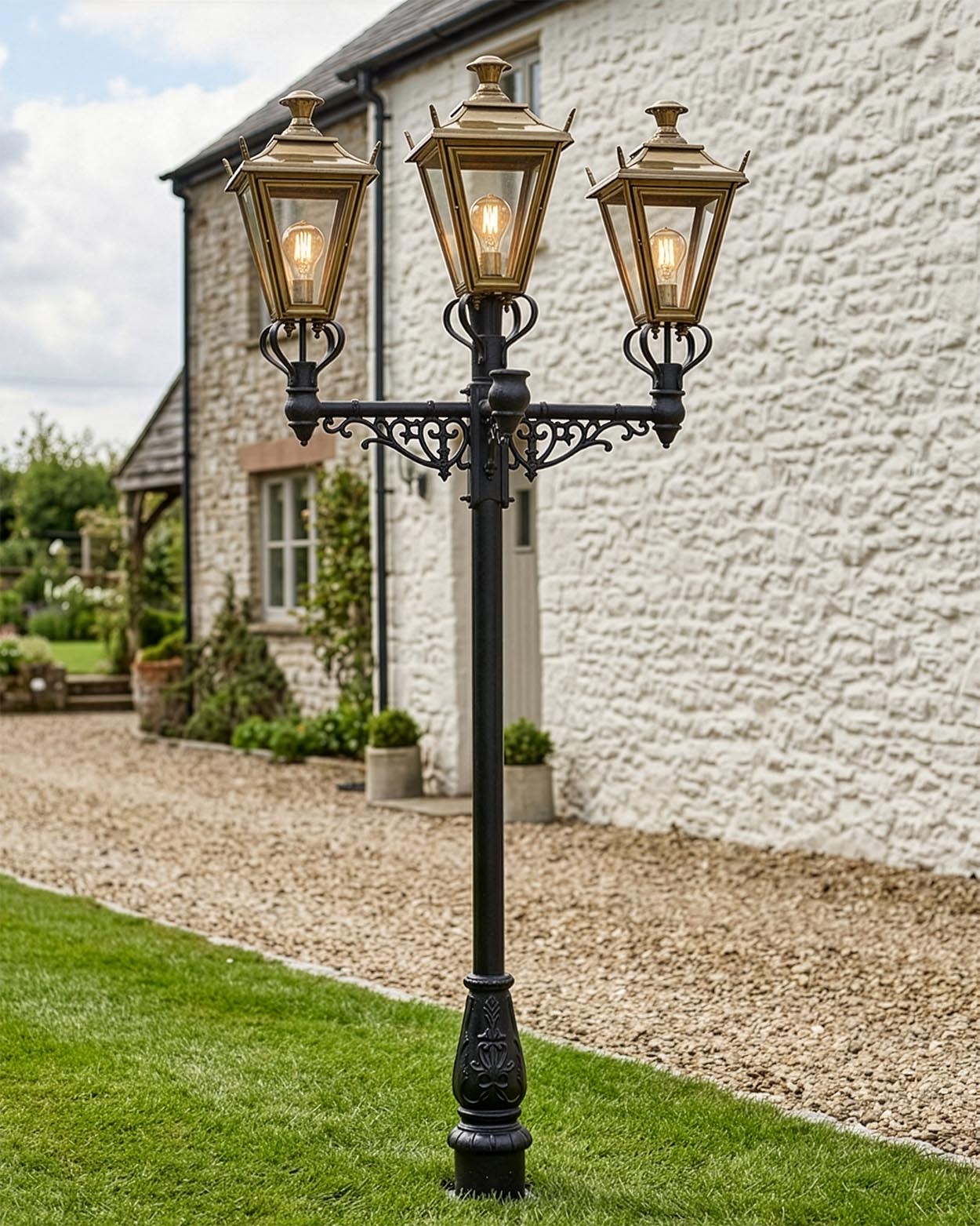 Triple Headed 'Dorchester' Lamp Post - Small Digital Illustration