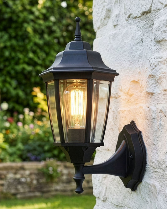 TRADITIONAL BLACK ALUMINIUM VICTORIAN WALL LANTERN Digital Illustration