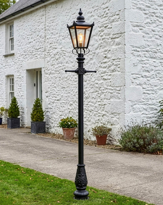 Victorian Black Garden Lamp Post Digital Illustration