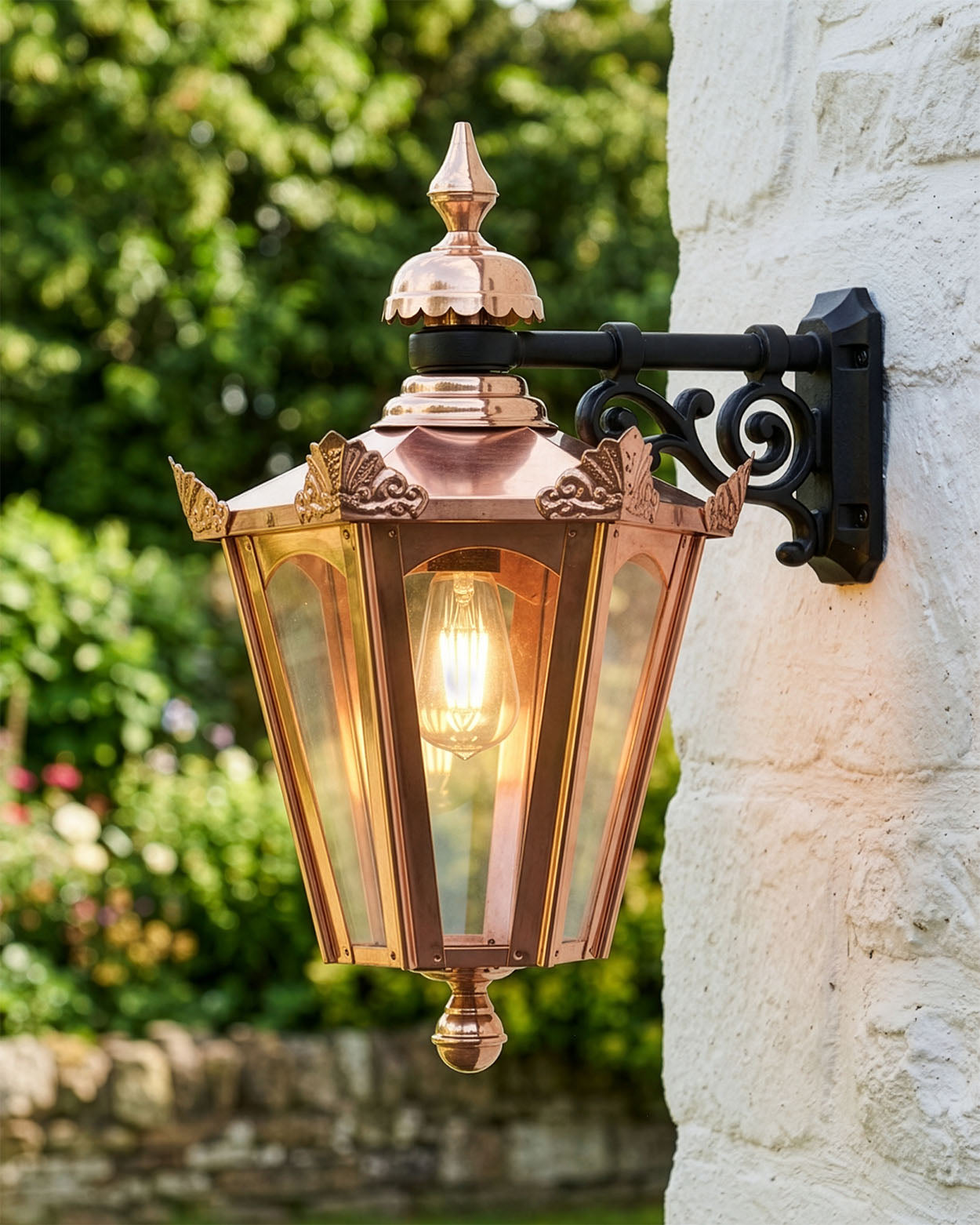 Copper Hexagon Top Fix Wall Light Digital Illustration 