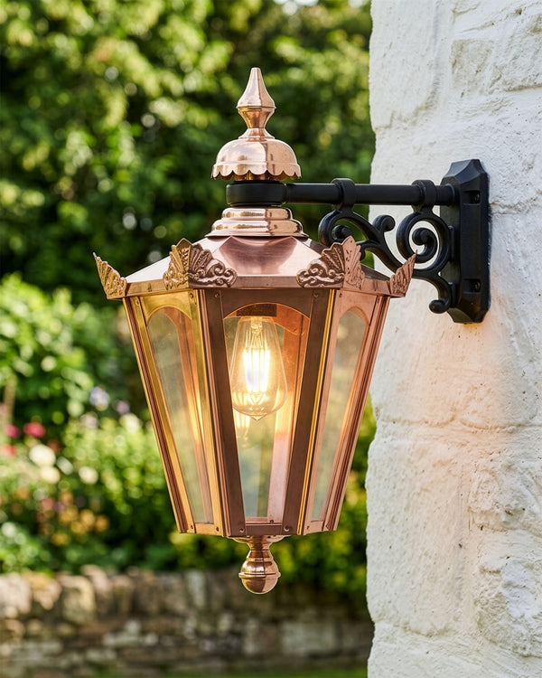 Copper Hexagon Top Fix Wall Light