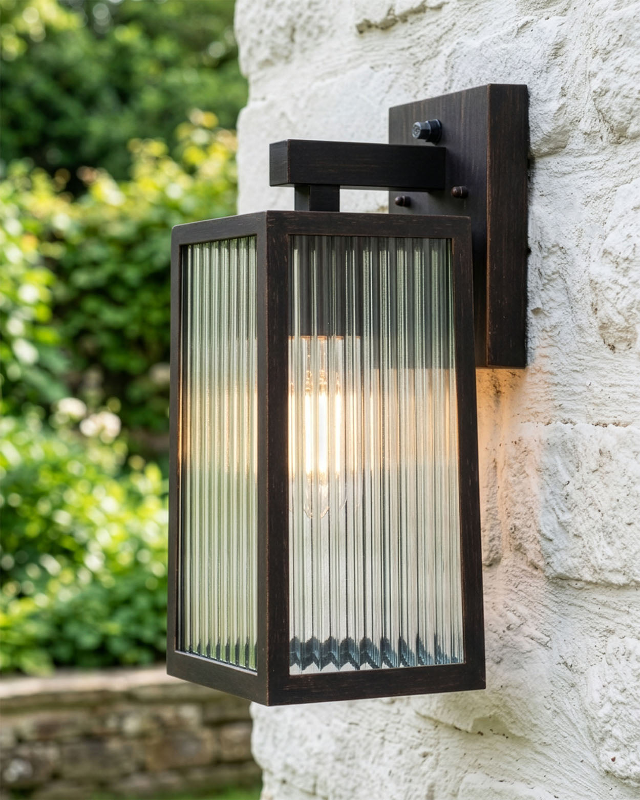 'Boîte' Ribbed Glass Copper Wall Light Digital Illustration