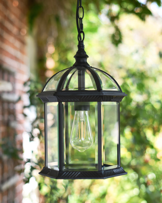 Chain hanging matte black lantern