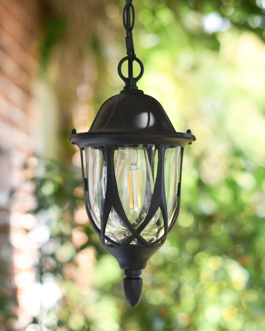 Black Porch Chain Lantern In Situ 