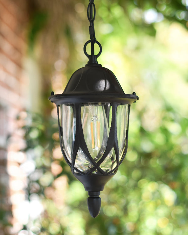 Small Black 'Cofton' Victorian Hanging Porch Light