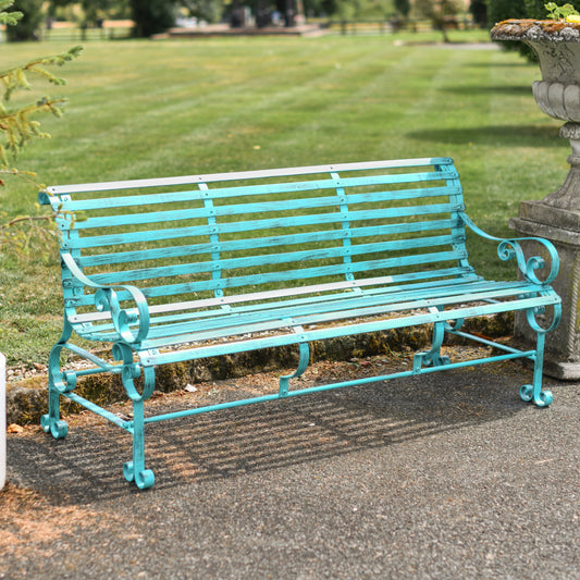 Green outdoor bench