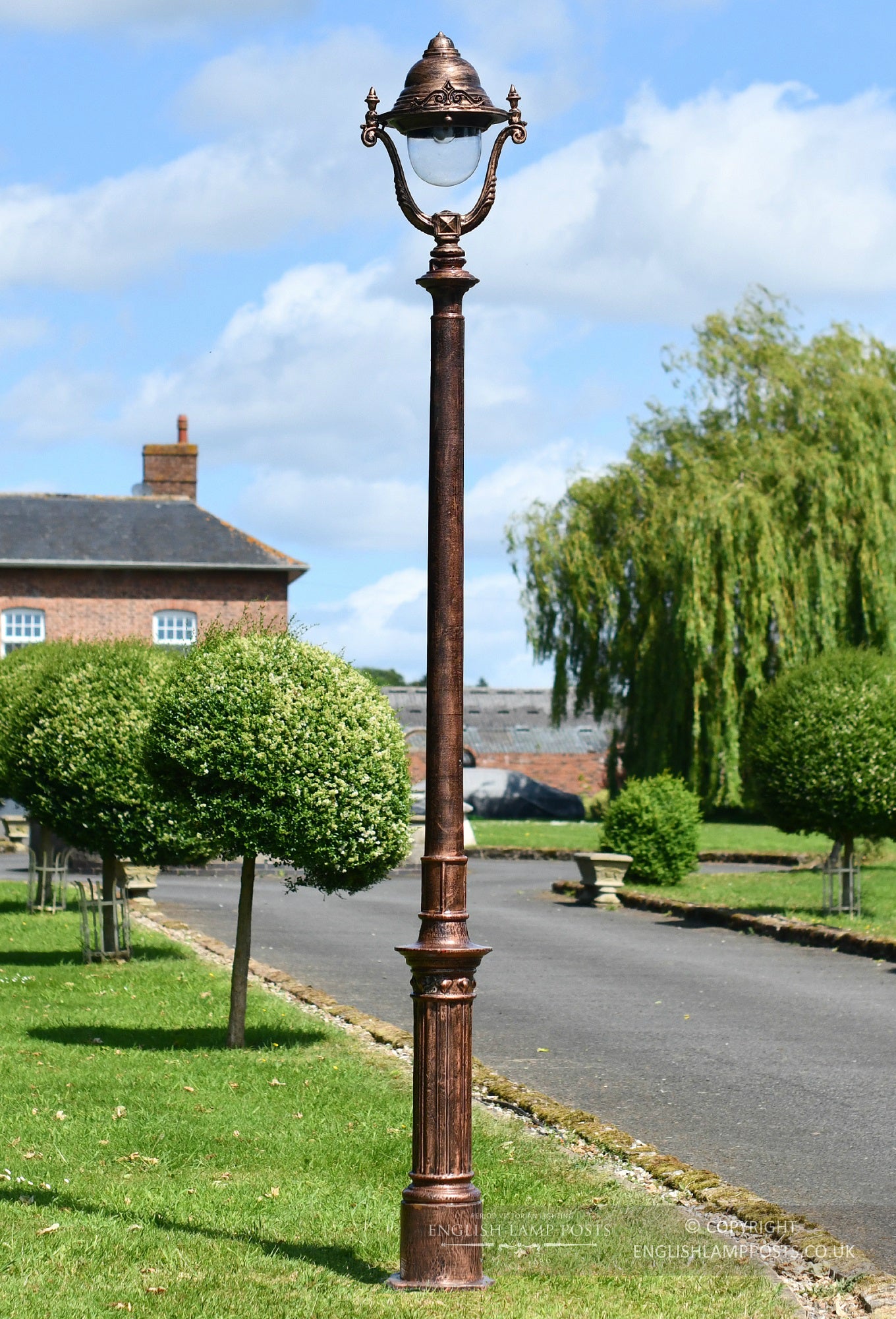 2.5m Antique Copper Victorian Gothic Cast Iron Lamp Post