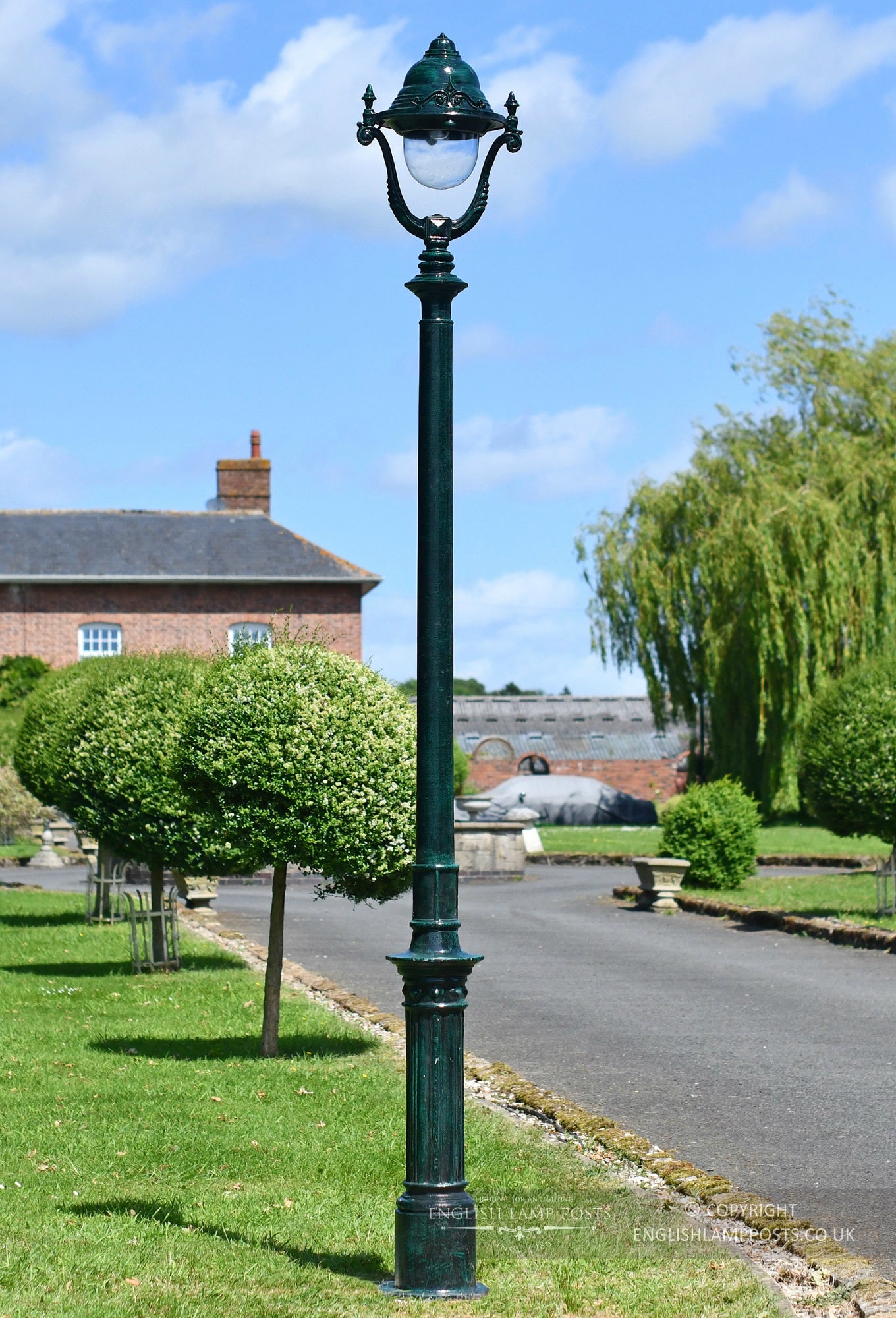 2.5m Verdigris Green Victorian Gothic Cast Iron Lamp Post