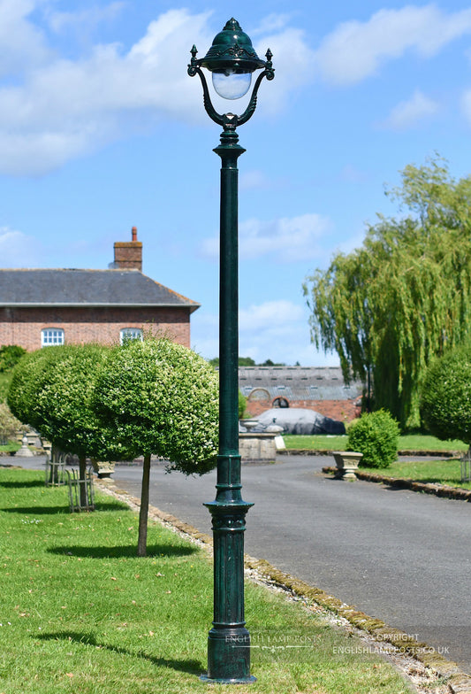 2.5m Verdigris Green Victorian Gothic Cast Iron Lamp Post