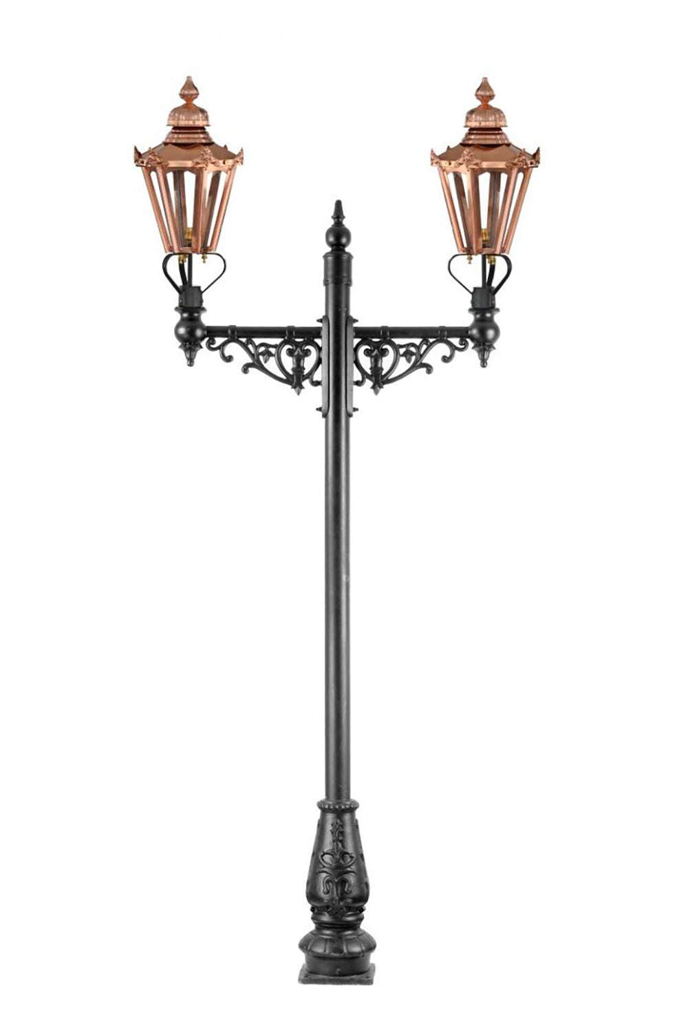2.6m Double Head Victorian Lamp Post In Copper