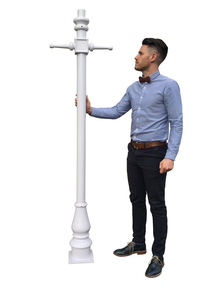 2.1m Tall Modern White Lamp Post