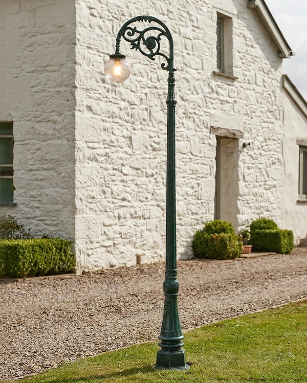 3.1m Verdirgis Green Traditional Globe Cast Iron Lamp Post