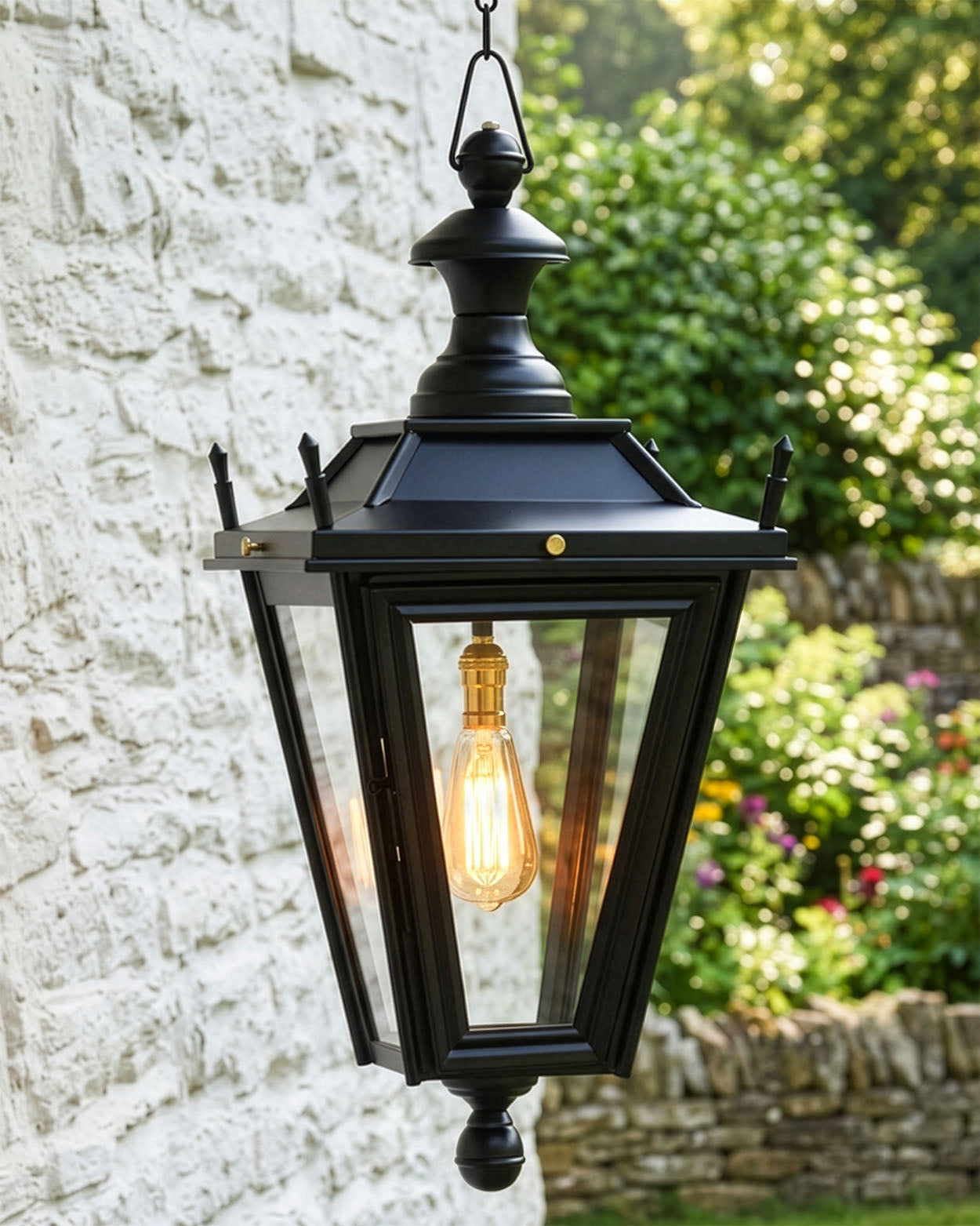 Black Hanging 'Dorchester' Lantern on Chain Digital Illustration
