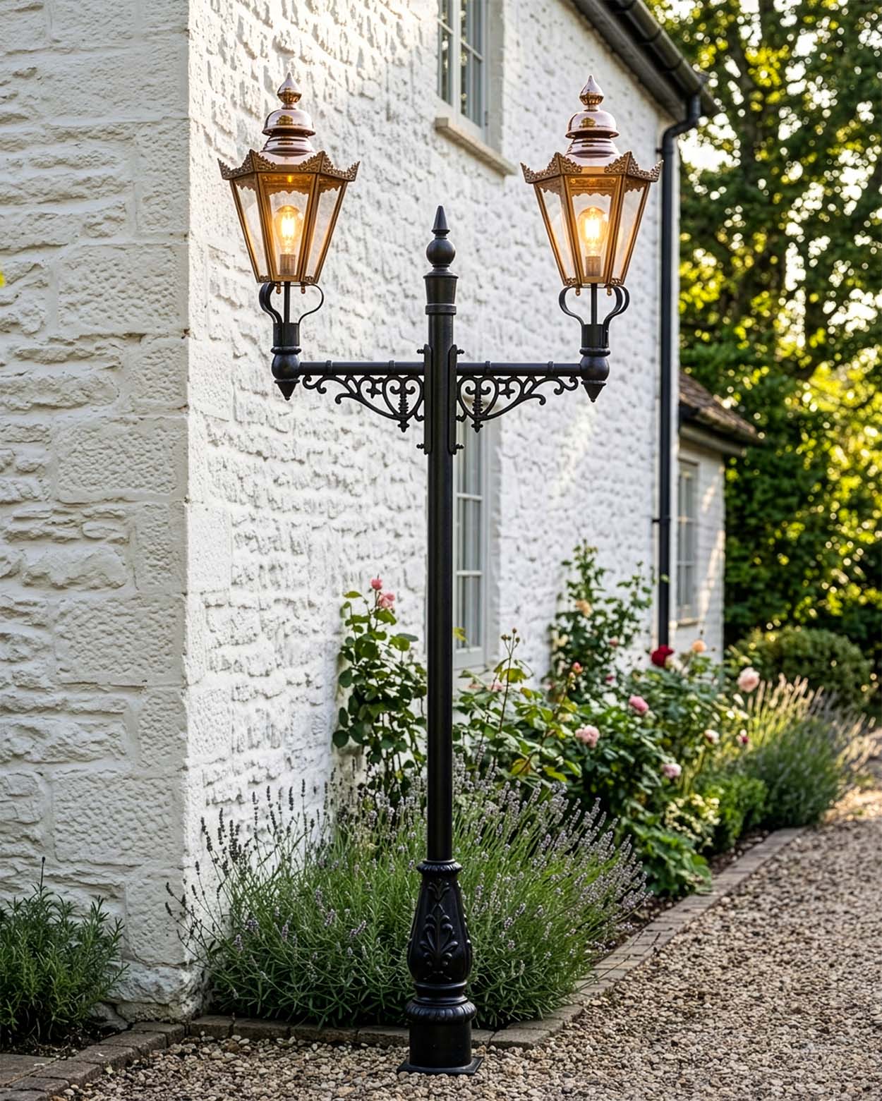 Copper Hexagonal Dual Head Lamp Post Digital Illustration