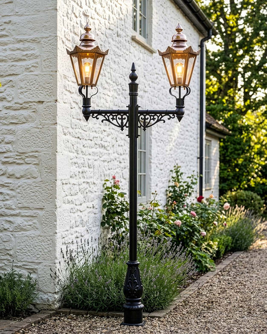 Copper Hexagonal Dual Head Lamp Post Digital Illustration