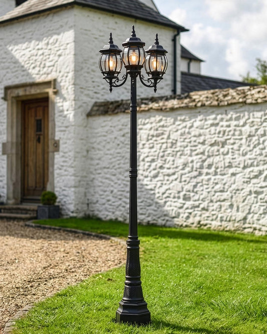 'Gladstone' Elegant Triple-Headed Lamp Post Digital Illustration