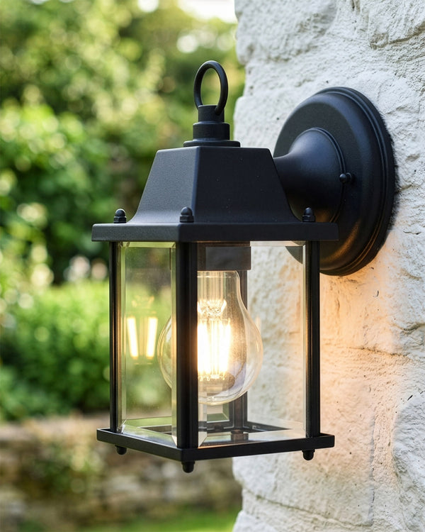 'Alderley Edge' Black Contemporary Outdoor Top Fix Wall Light