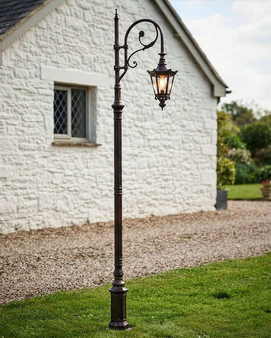 3.5m Antique Copper Traditional Swan Neck Lamp Post Digital Illustration