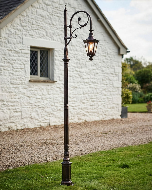 3.5m Antique Copper Traditional Swan Neck Lamp Post
