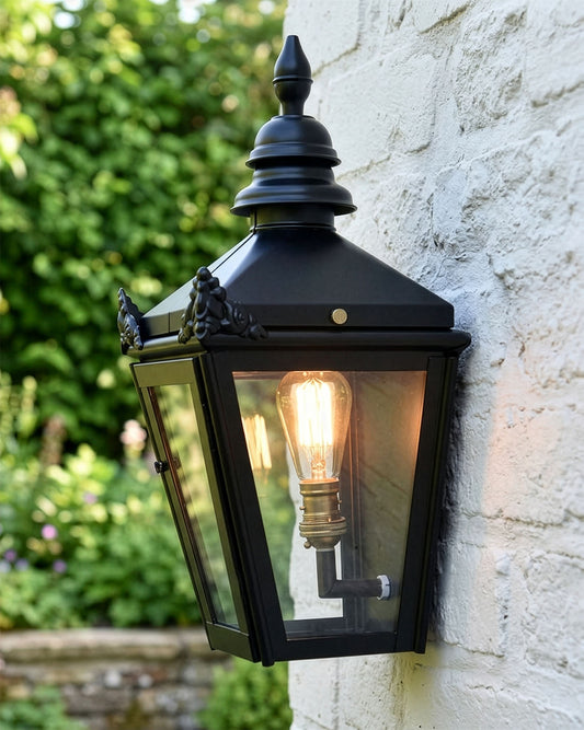 Flush Fitting Black Kensington Wall Lantern Digital Illustration