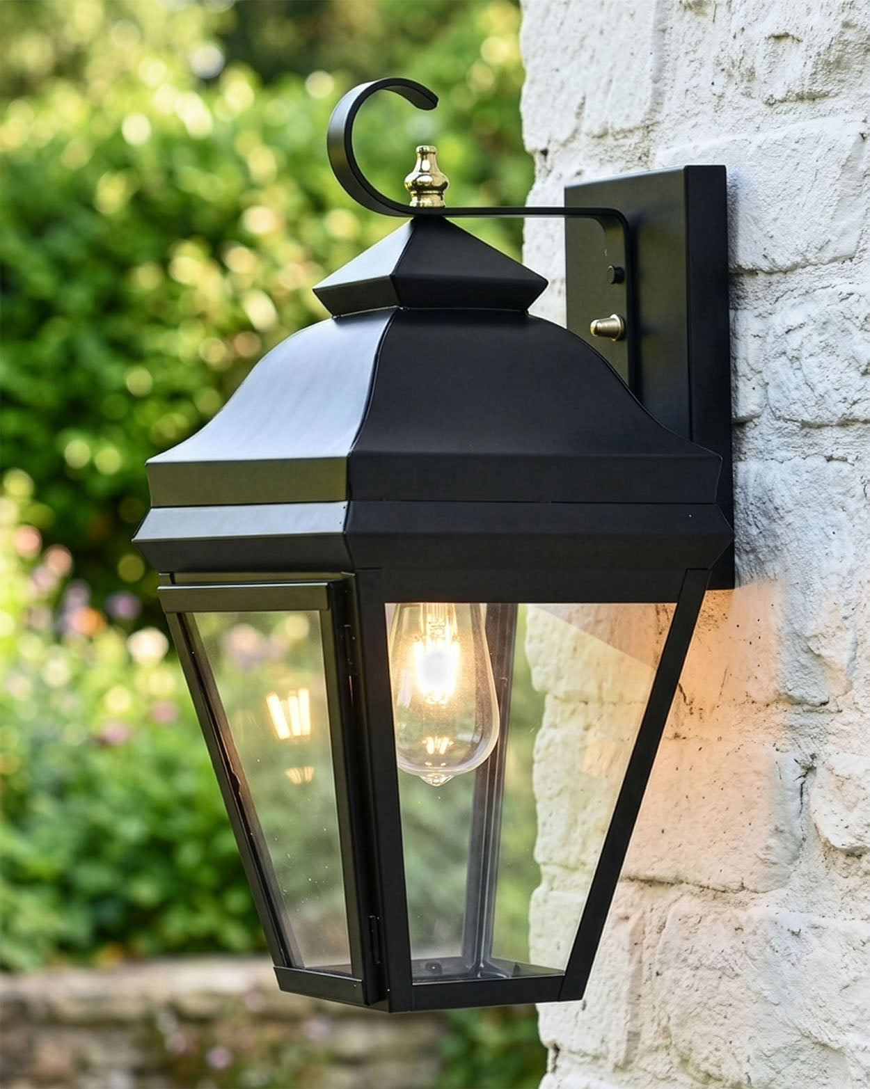 Black Flush Suspended Victorian Wall Lantern Digital Illustration