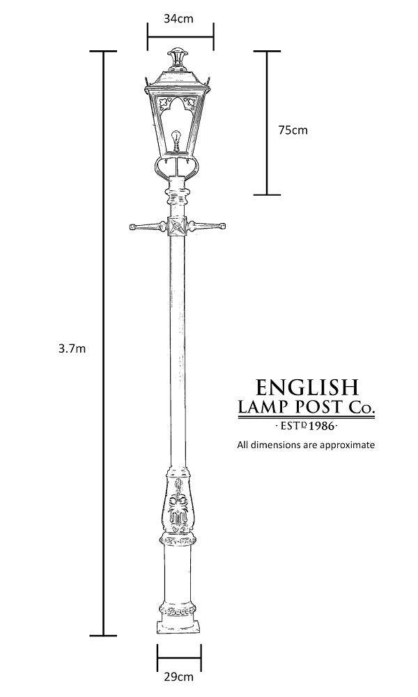 'Knightsbridge' 3.7m Polished Brass Lamp Post Set