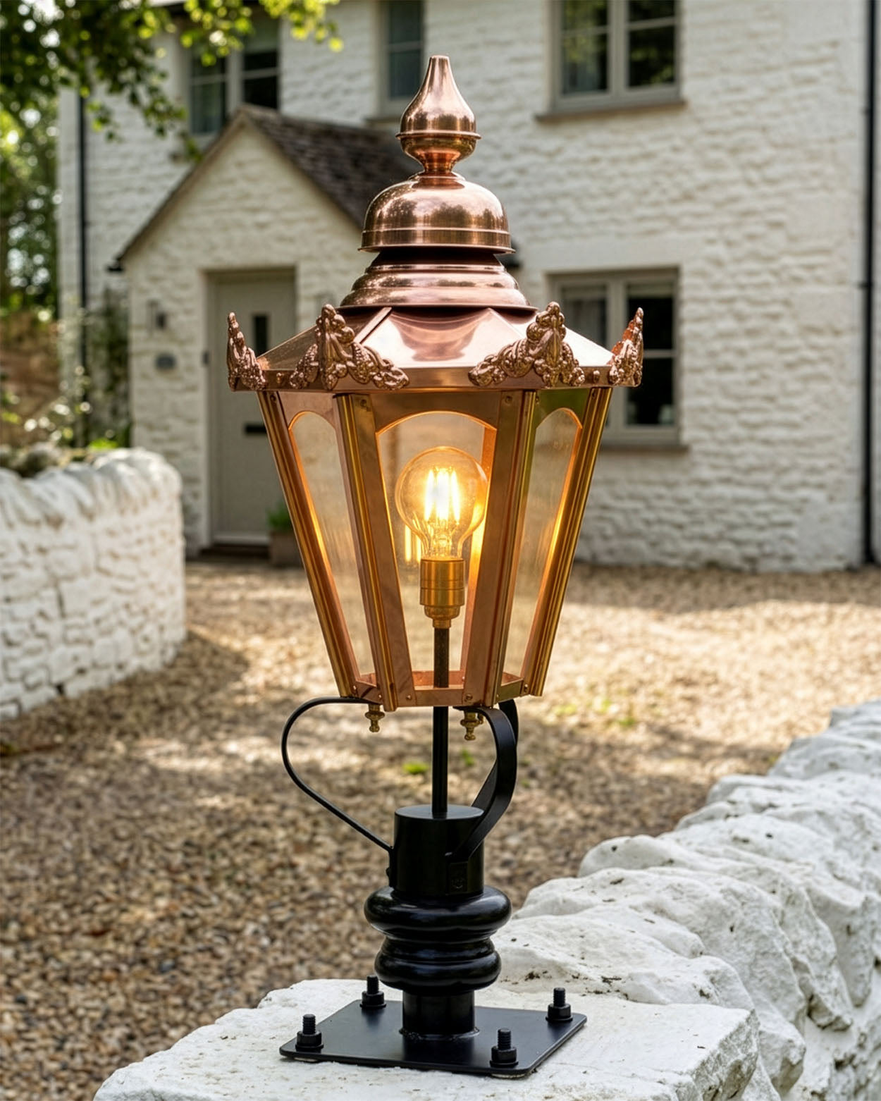Copper Hexagon Entrance Light Set - 86cm Digital Illustration
