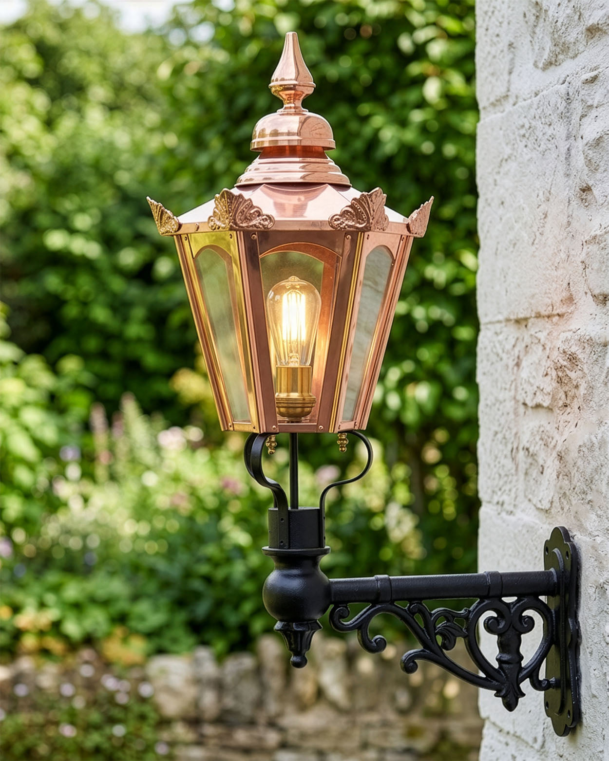 Large Copper Hexagon, Capella Wall Light Set Digital Illustration