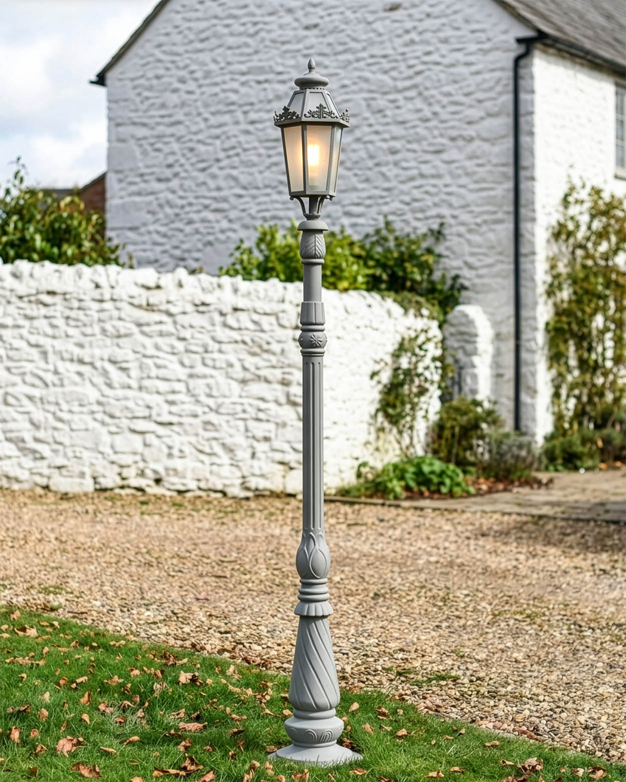 'Boarstall' Classical Grey Lamp Post Digital Illustration