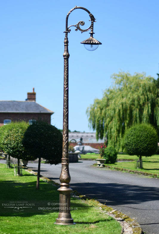 3m Antique Gold Gothic Cast Iron Victorian Lamp Post