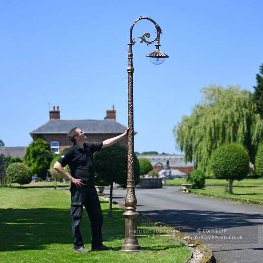 3m Antique Gold Gothic Cast Iron Victorian Lamp Post Scale Shot