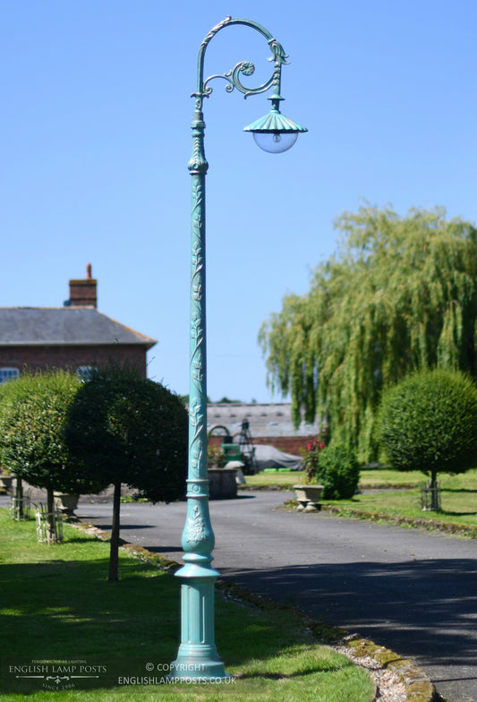 3m Pale Blue Gothic Cast Iron Victorian Lamp Post