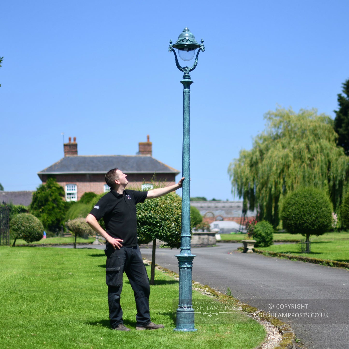 3m Pale Verdigris Victorian Gothic Cast Iron Lamp Post Scale Shot