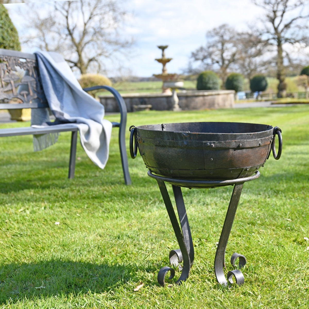 40cm Kadai Firebowl in Garden Setting 