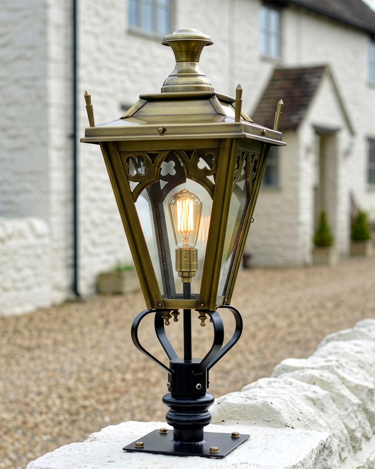 Antique Brass 'Canterbury' Pillar Light - 71cm Digital Illustration
