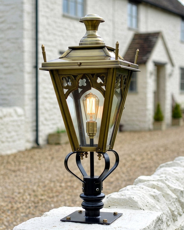 Antique Brass 'Canterbury' Pillar Light - 71cm