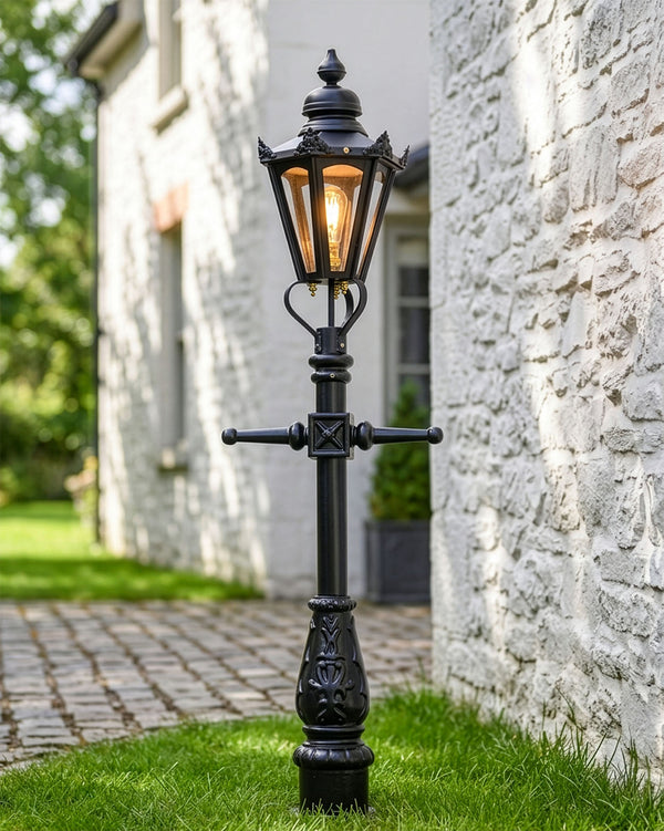 Black Hexagonal 'Leighton' Miniature Lamp Post - 1.5m