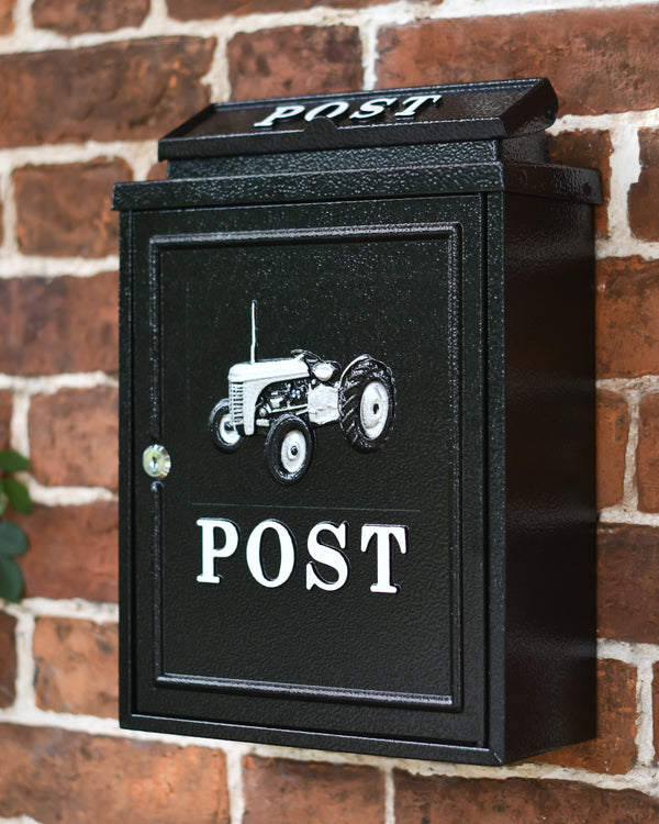 'Norfolk' Black And White Tractor Wall Mounted Post Box