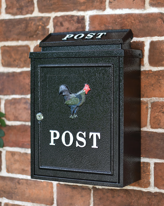 'Norfolk' Black Rooster Wall Mounted Post Box