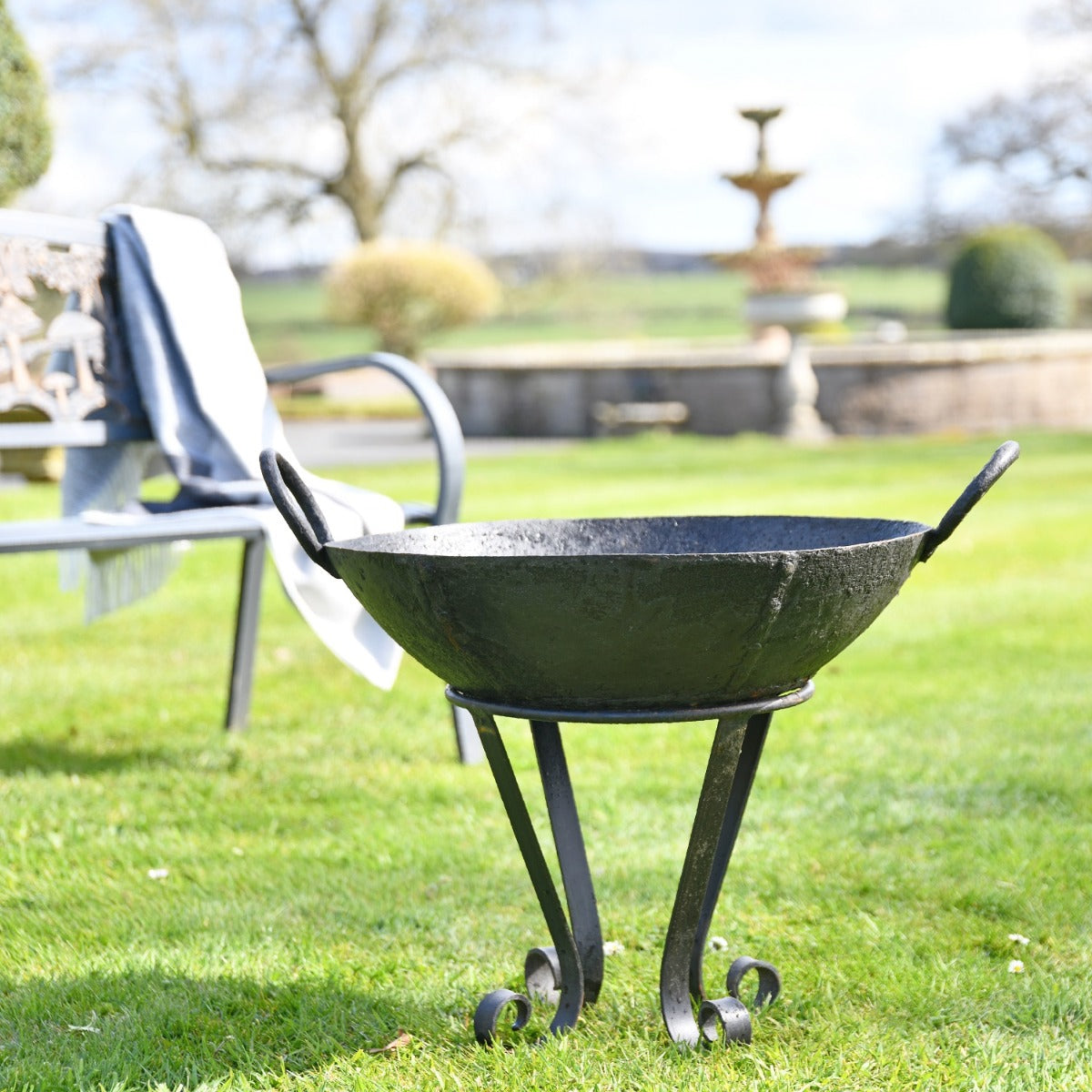 50cm Kadai Fire Bowl in Garden Setting 