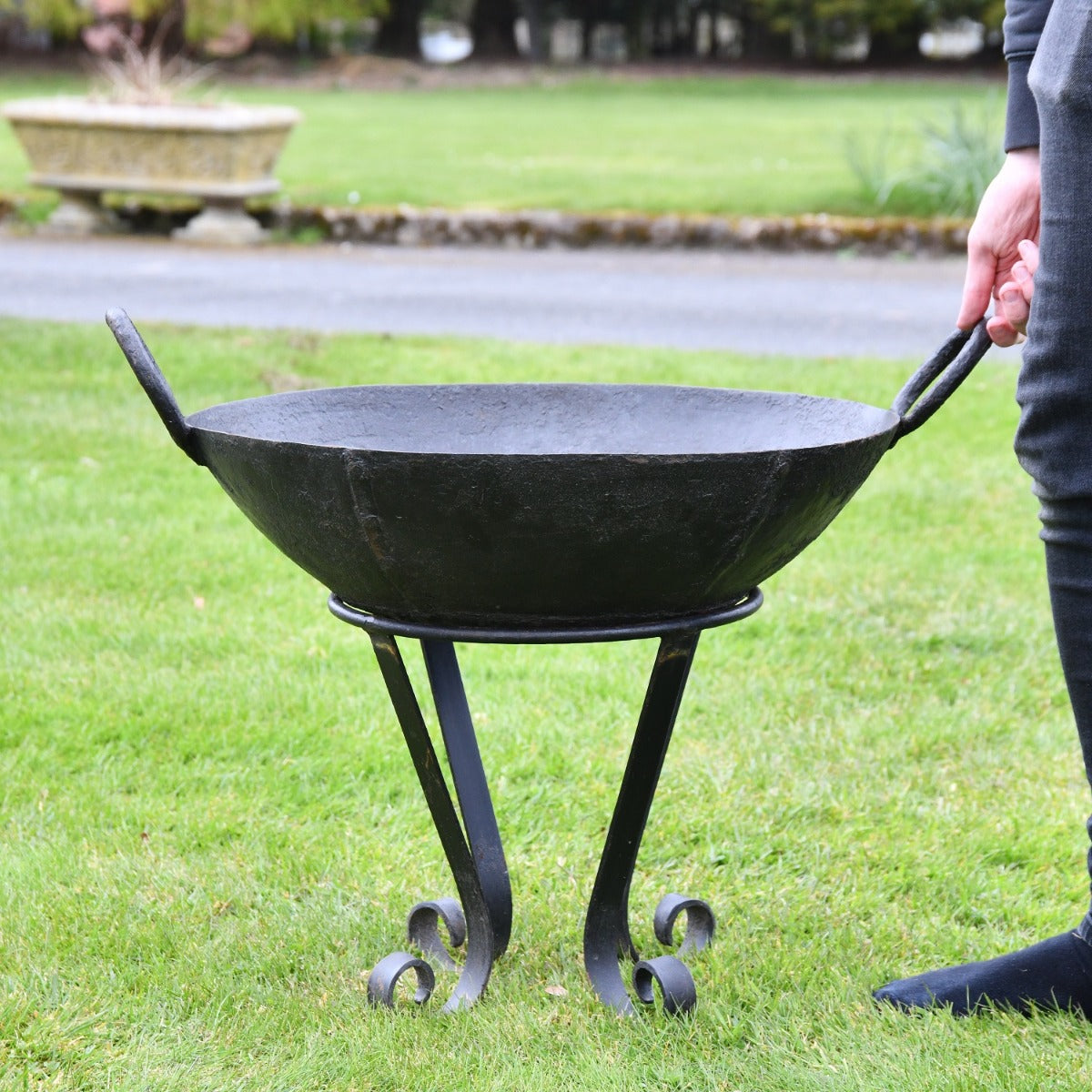 Iron Kadai Fire Bowl with Stand 
