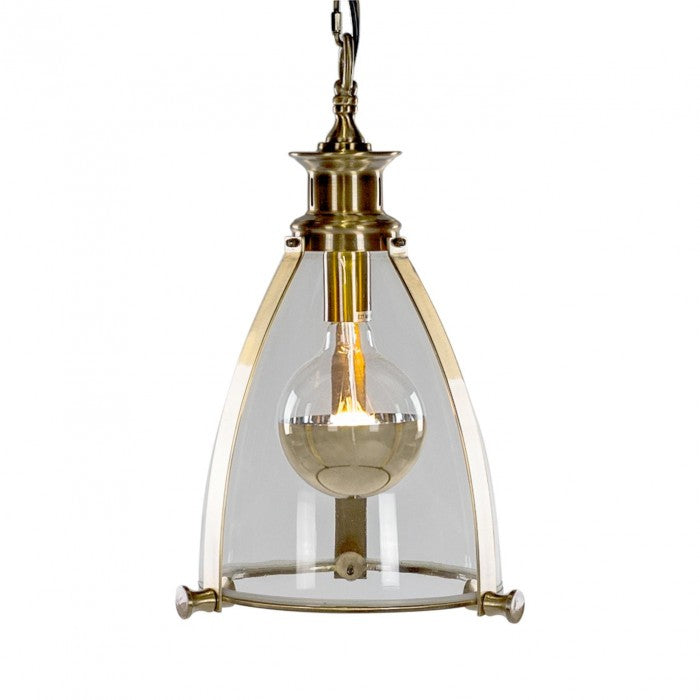 50cm Brass Framed Hanging Ceiling Light With Glass Panes