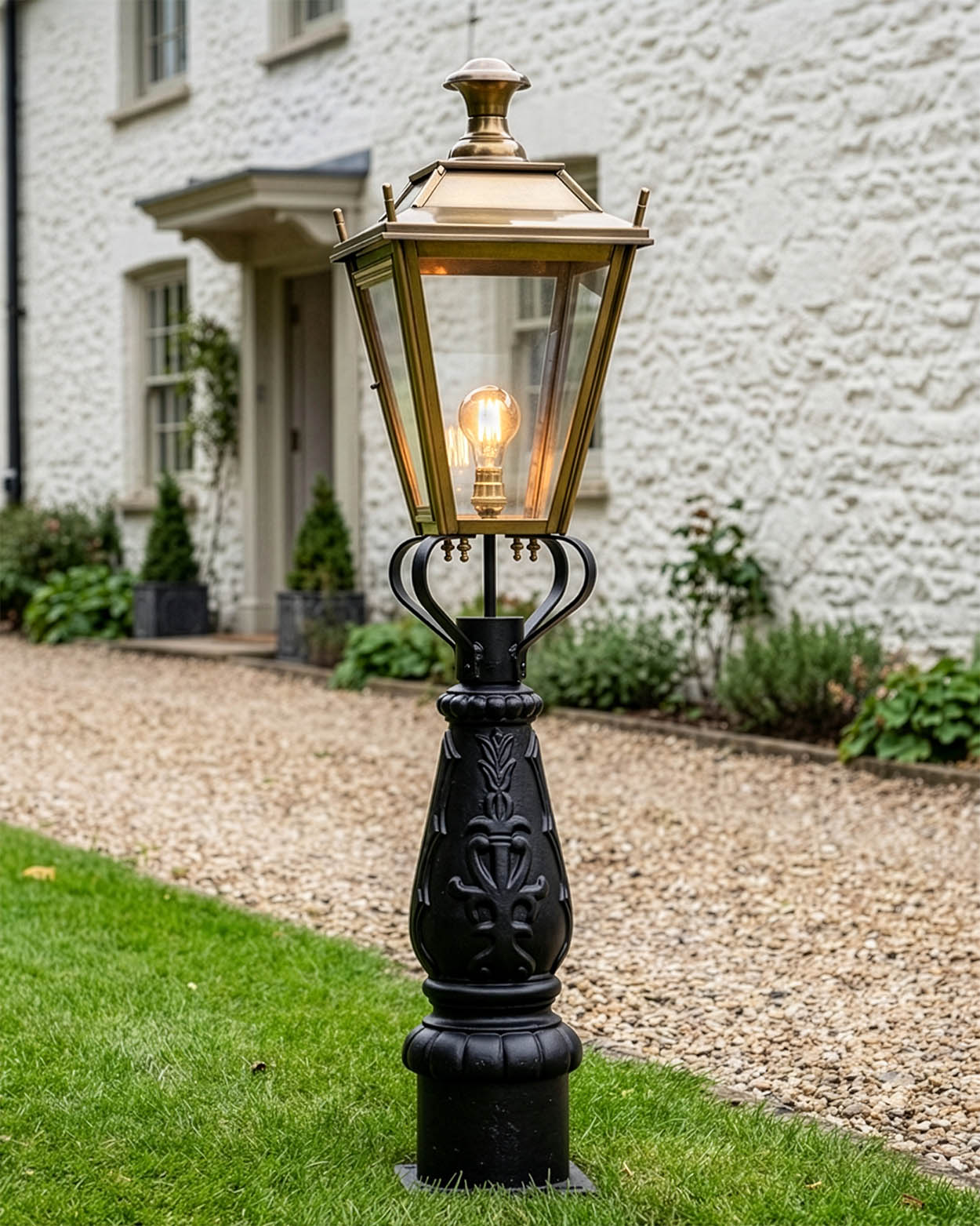 Antique Brass 'Dorchester' Path or Driveway Light Digital Illustration
