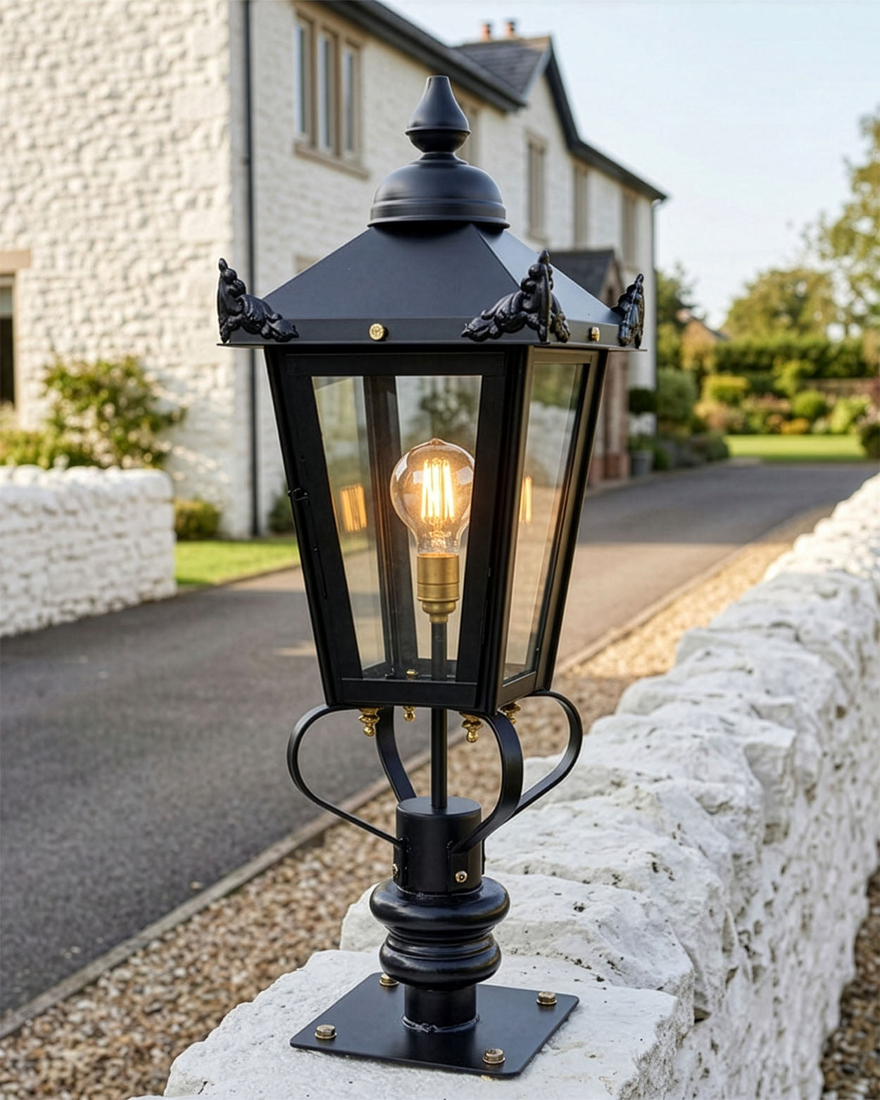Black Victorian Lantern & Pillar Post - 83cm Digital Illustration