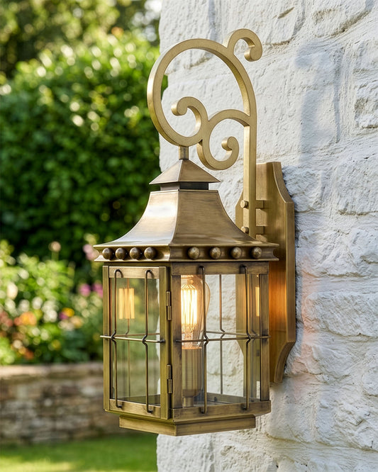 ANTIQUE BRASS 'COLCHESTER' TOP FIX WALL LIGHT Digital Illustration